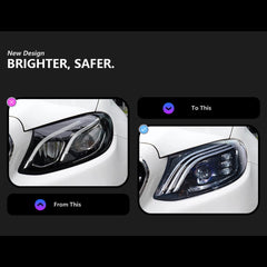 Full LED Headlights for 2017-2020 Mercedes W213 Pre-Facelift E300 E350 E450 | Start-Up Animation, Plug & Play
