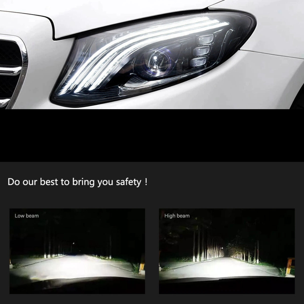 Full LED Headlights for 2017-2020 Mercedes W213 Pre-Facelift E300 E350 E450 | Start-Up Animation, Plug & Play