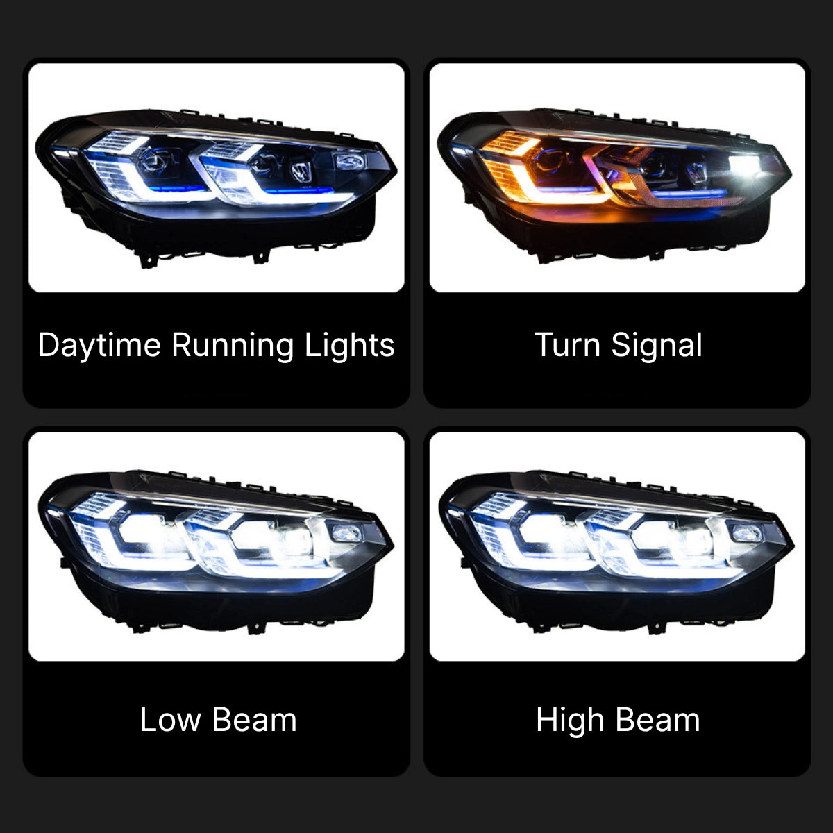 Full LED Headlights for 2018-2021 BMW X3 G01 Pre-LCI | White DRL, Sequential Signals, Plug & Play