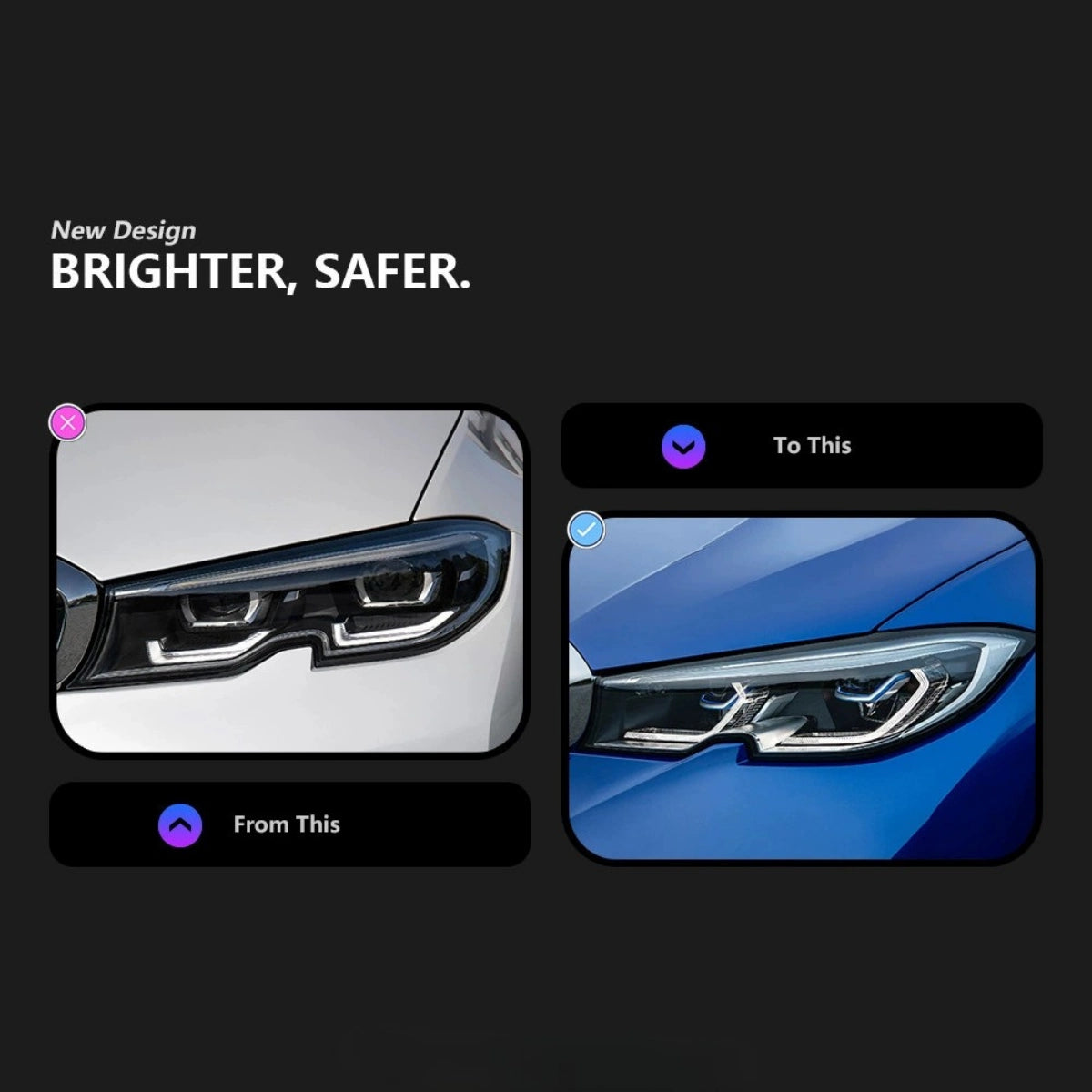 Full LED Headlights for 2019-2022 BMW 3 Series G20 Pre-LCI | Dual-Color DRL, Plug & Play