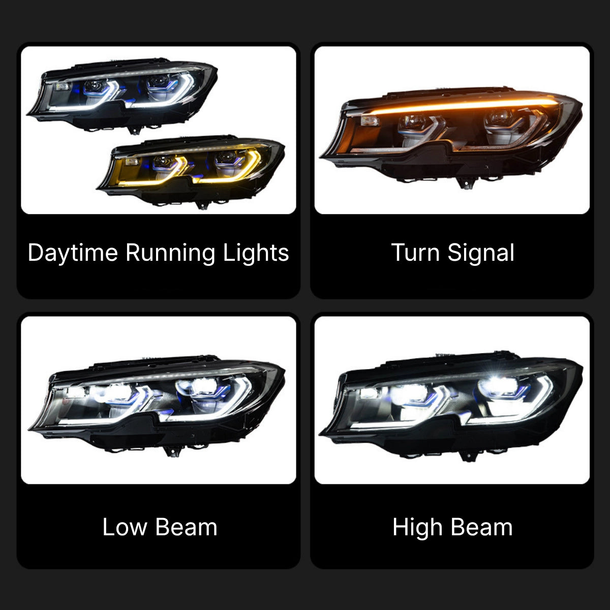 Full LED Headlights for 2019-2022 BMW 3 Series G20 Pre-LCI | Dual-Color DRL, Plug & Play