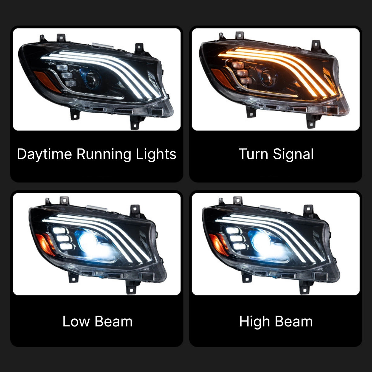 Full-LED-Scheinwerfer für Mercedes Sprinter W907/W910 ab 2019 | Nur Halogen ab Werk