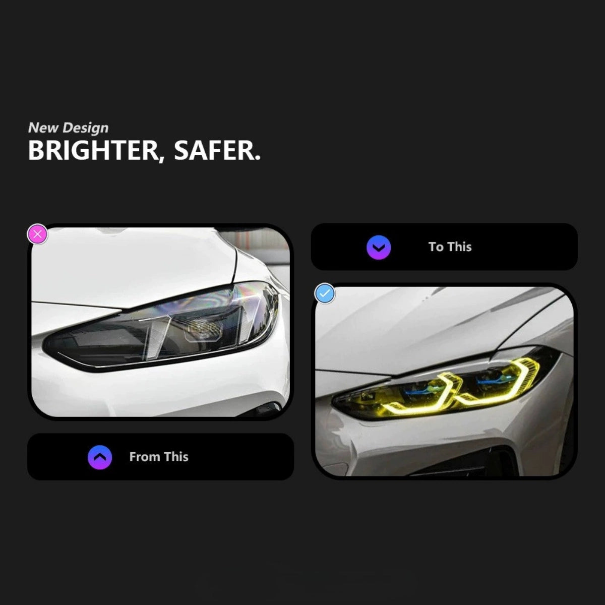 Full LED Headlights for 2021+ BMW 4 Series G22 & M4 G82 | Tri-Color DRL, Sequential Signals
