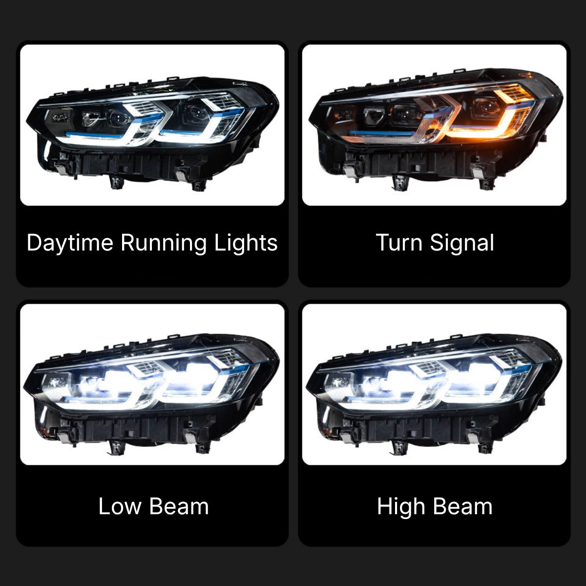 Full LED Headlights for 2022-2024 BMW X3 G01 LCI | Dual-Color DRL, Sequential Signals, Plug & Play