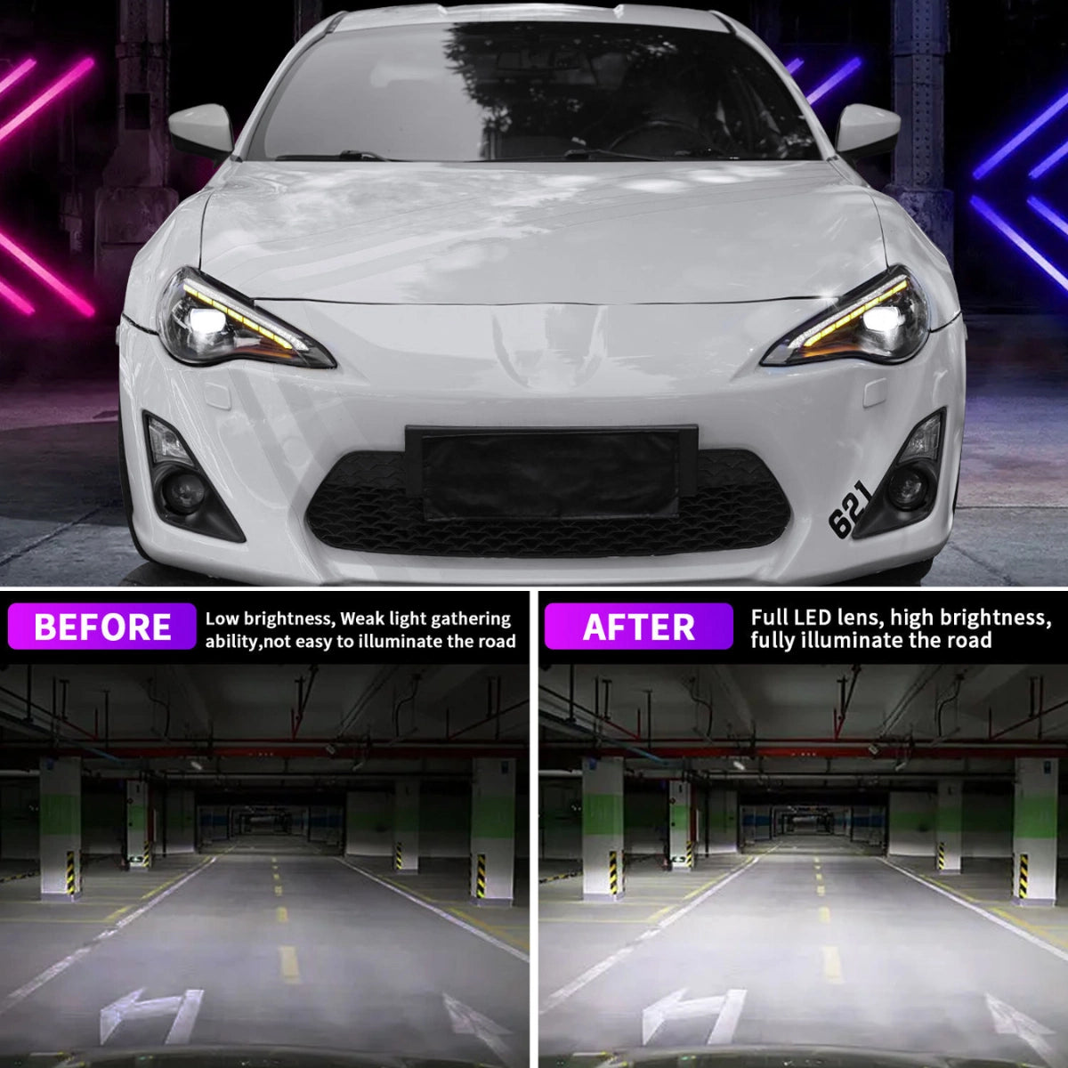 FullLEDHeadlightsforSubaruBRZScionFR-SToyota86_2013-2020_StartupAnimation_DRL_Plug_Play_7 - NOXBEAM