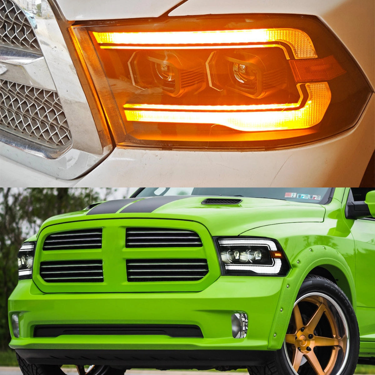 FullLEDProjectorHeadlightsfor09-18Ram1500_10-18Ram25003500SequentialSignals_WhiteDRL_Plug_Play_7 - NOXBEAM