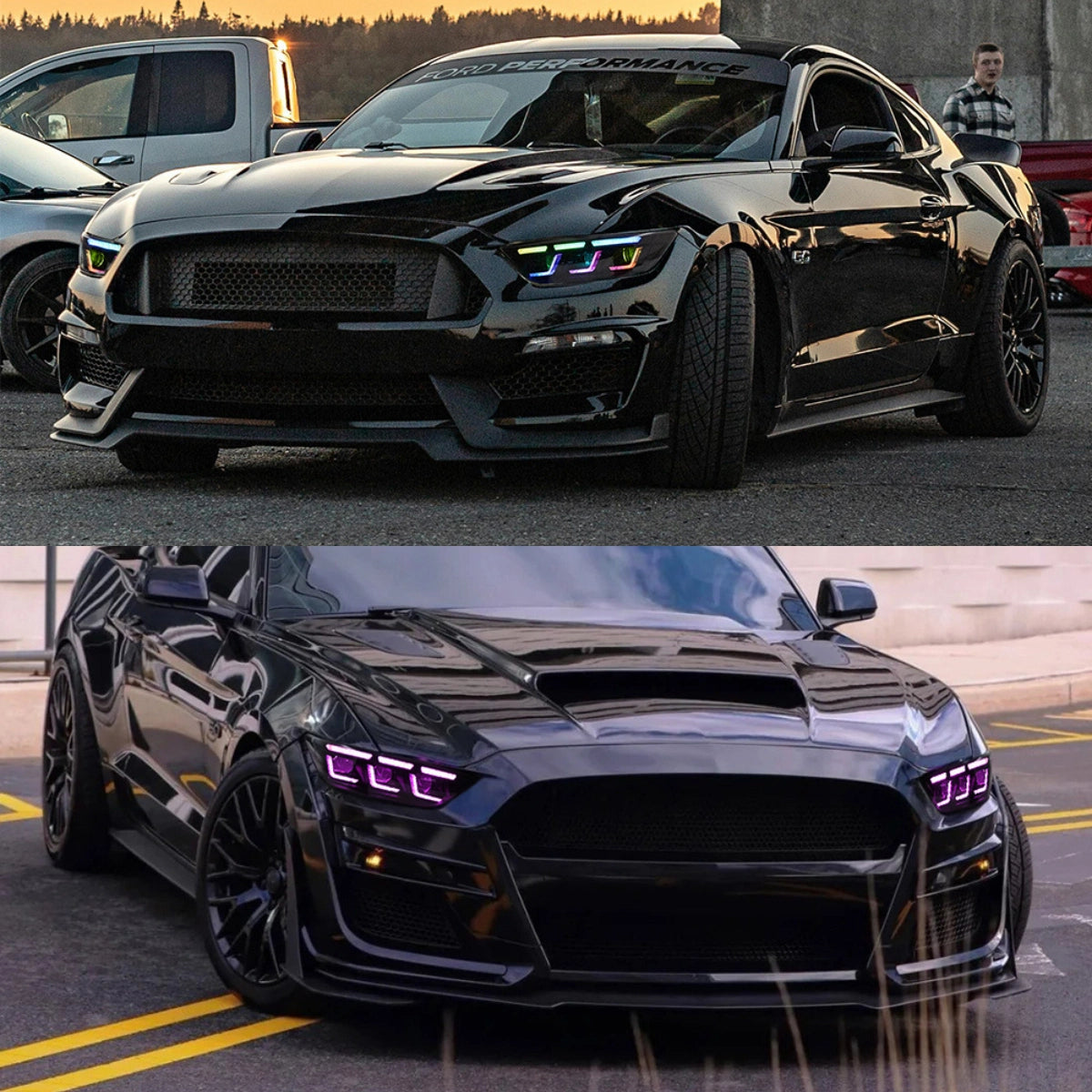 Full LED RGB Headlights for 2015-2017 Ford Mustang S550 | RGB DRL, Sequential Turn Signals, Plug & Play