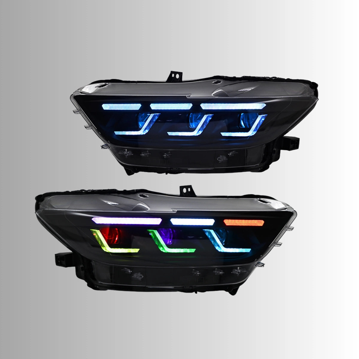 Full LED RGB Headlights for 2015-2017 Ford Mustang S550 | RGB DRL, Sequential Turn Signals, Plug & Play