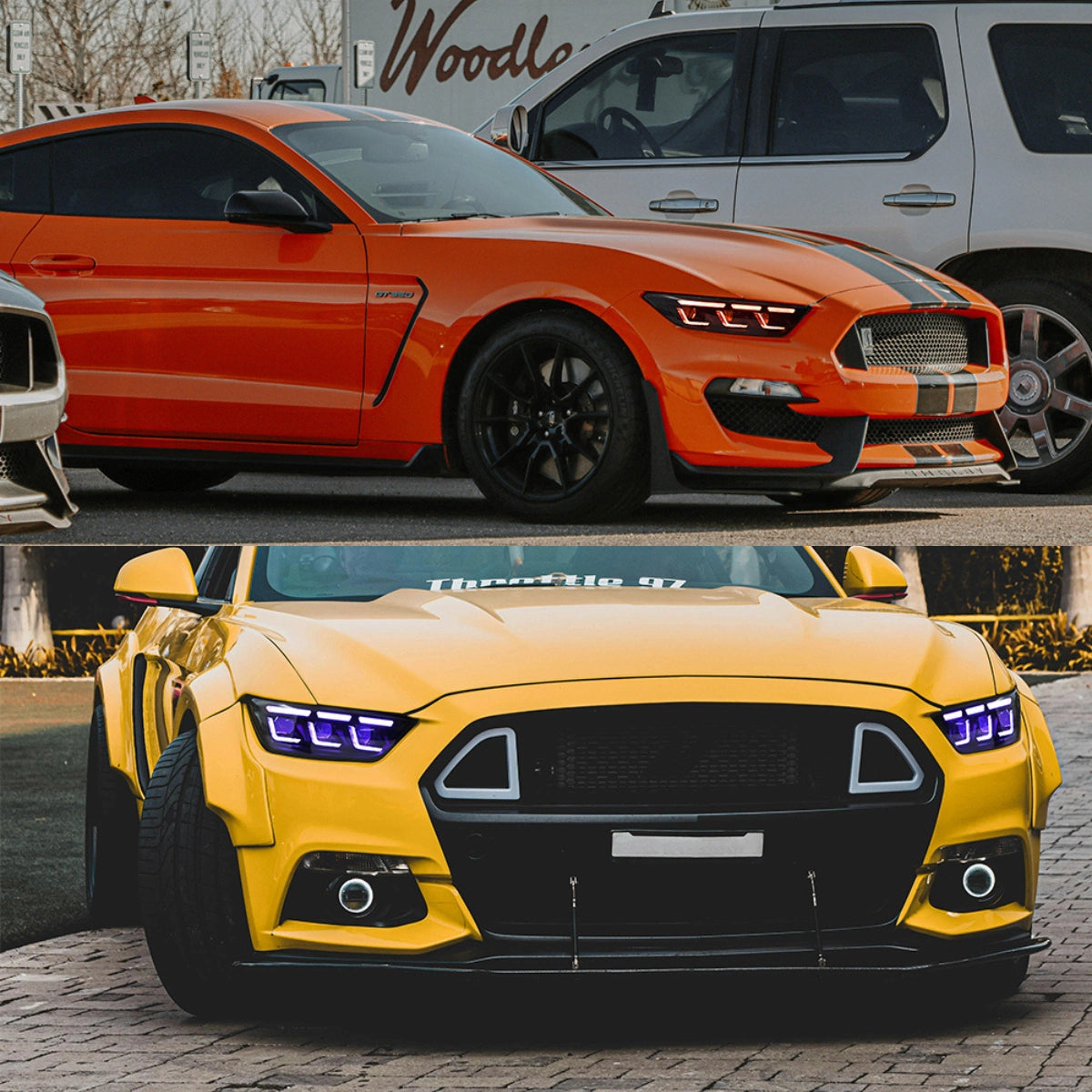 Full LED RGB Headlights for 2015-2017 Ford Mustang S550 | RGB DRL, Sequential Turn Signals, Plug & Play