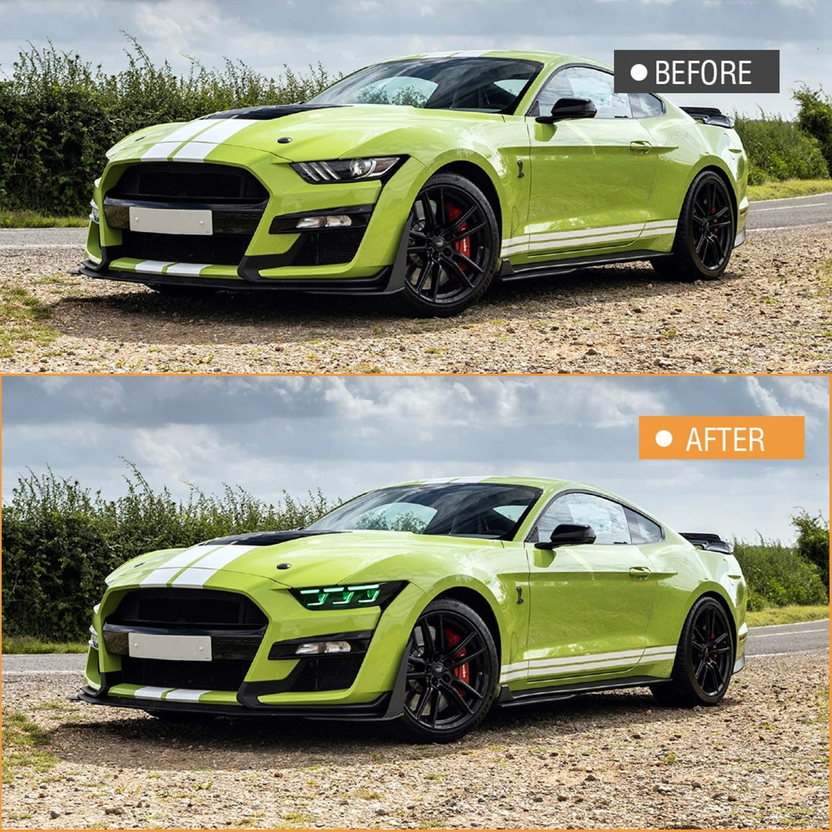 Full LED RGB Headlights for 2015-2017 Ford Mustang S550 | RGB DRL, Sequential Turn Signals, Plug & Play