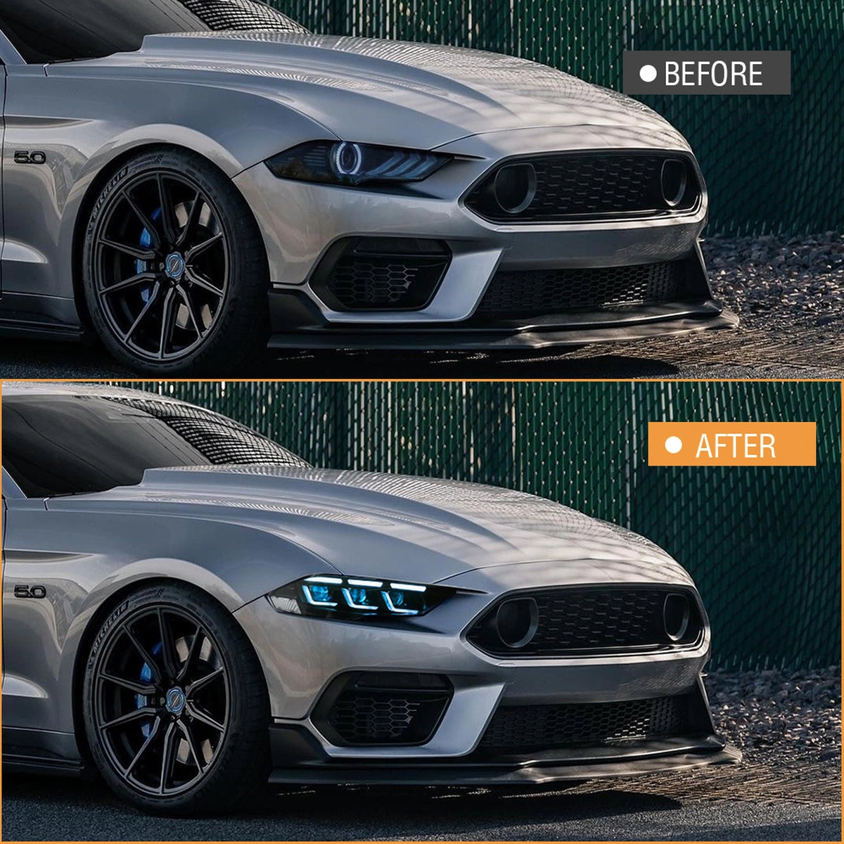 Full LED RGB Headlights for 2018-2022 Ford Mustang S550 | RGB DRL, Sequential Turn Signals, Plug & Play