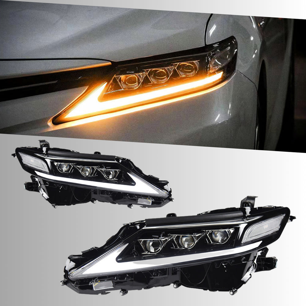 FullLEDTripleProjectorHeadlightsforToyotaCamry_2018-2023_WhiteDRLandDynamicSignals_2 - NOXBEAM