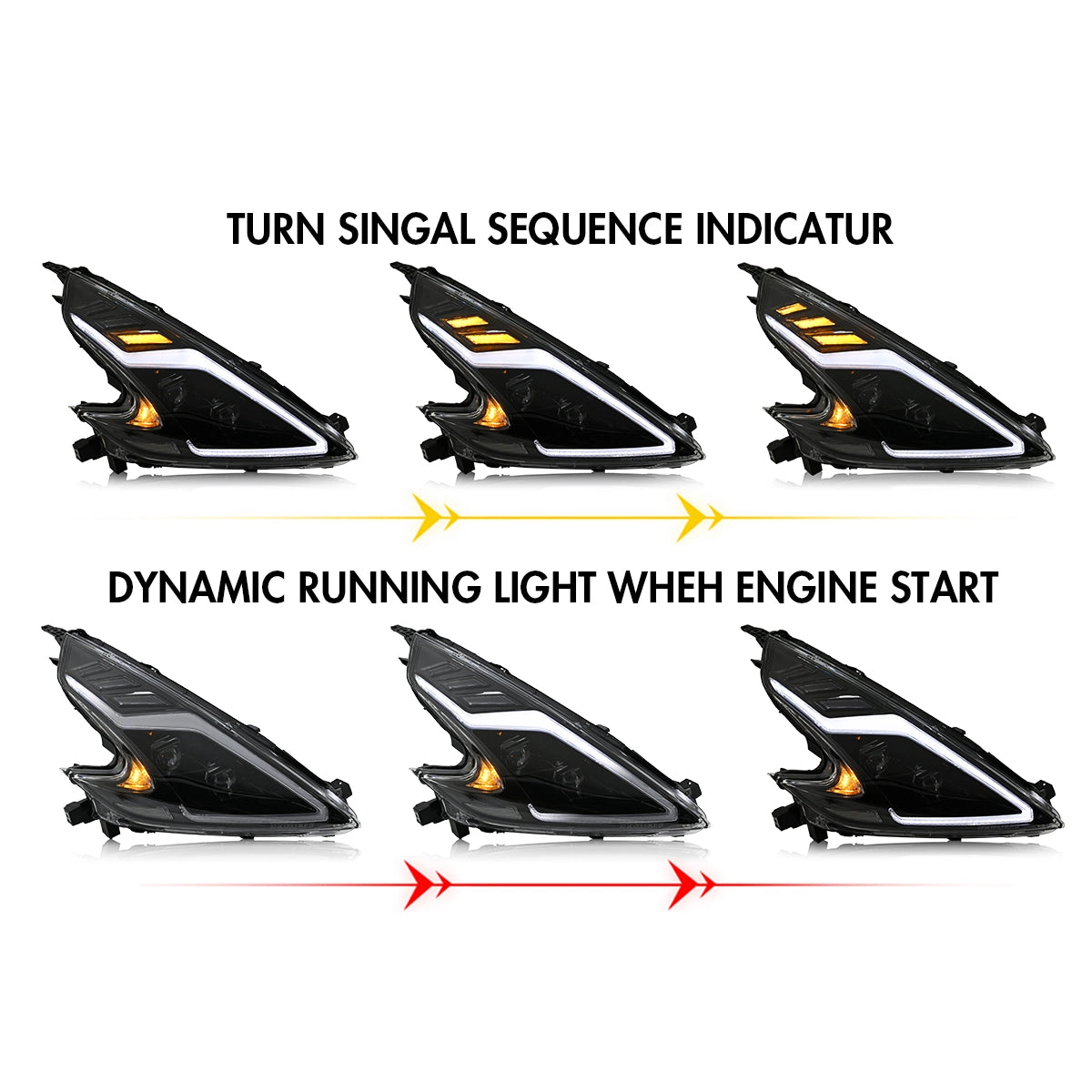 LEDHeadlightsAssemblyforNissan370ZZ34_2009-2020_StartupAnimation_DRL_5 - NOXBEAM