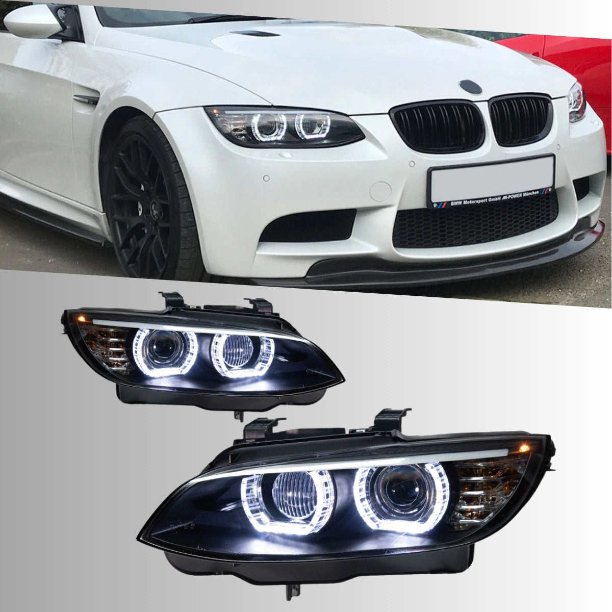 LED Headlights for 2007-2010 BMW 3 Series E92/E93 Pre-LCI | Angel Eyes, White DRL, Plug & Play