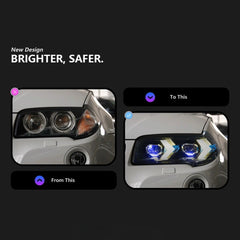 LED Headlights for 2007-2010 BMW X3 E83 LCI |Arrow-Style, Dual-Color DRL, Plug & Play