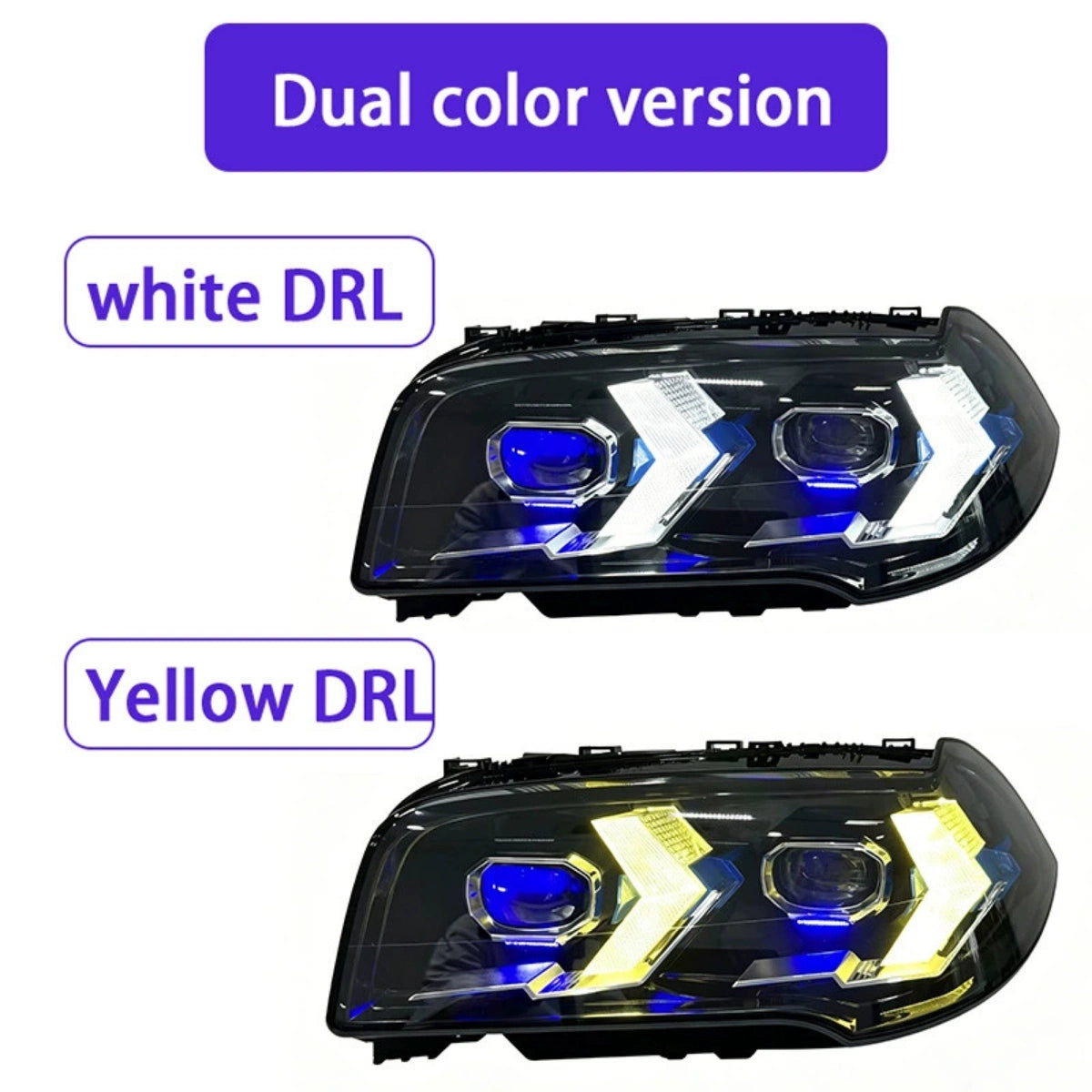 LED Headlights for 2007-2010 BMW X3 E83 LCI |Arrow-Style, Dual-Color DRL, Plug & Play