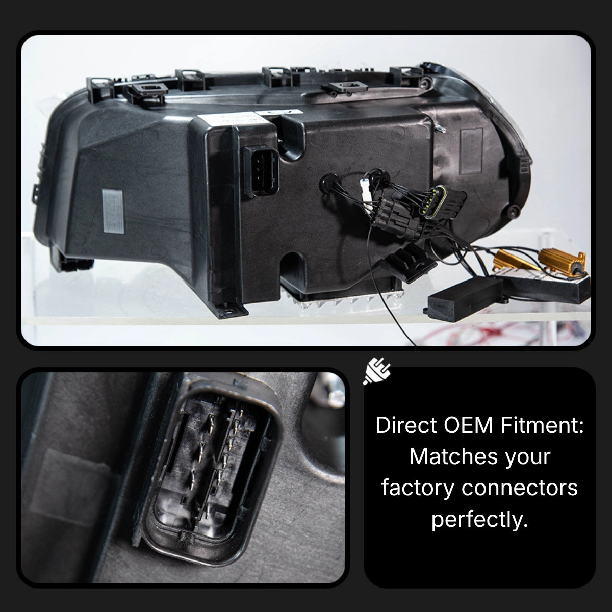 LED Headlights for 2007-2010 BMW X3 E83 LCI |Arrow-Style, Dual-Color DRL, Plug & Play