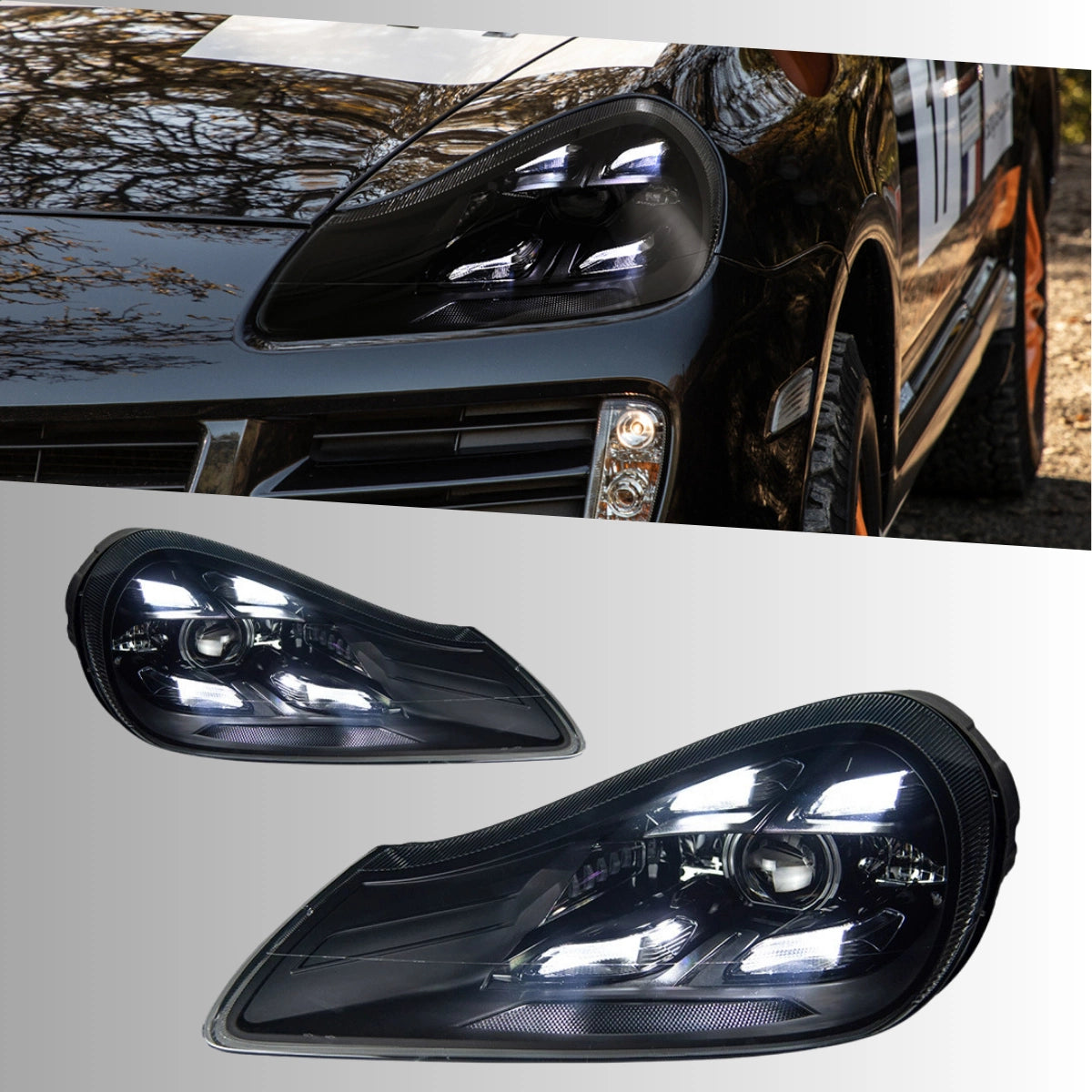 LED Headlights for 2007-2010 Porsche Cayenne 957 S GTS Turbo | White DRL, Plug & Play