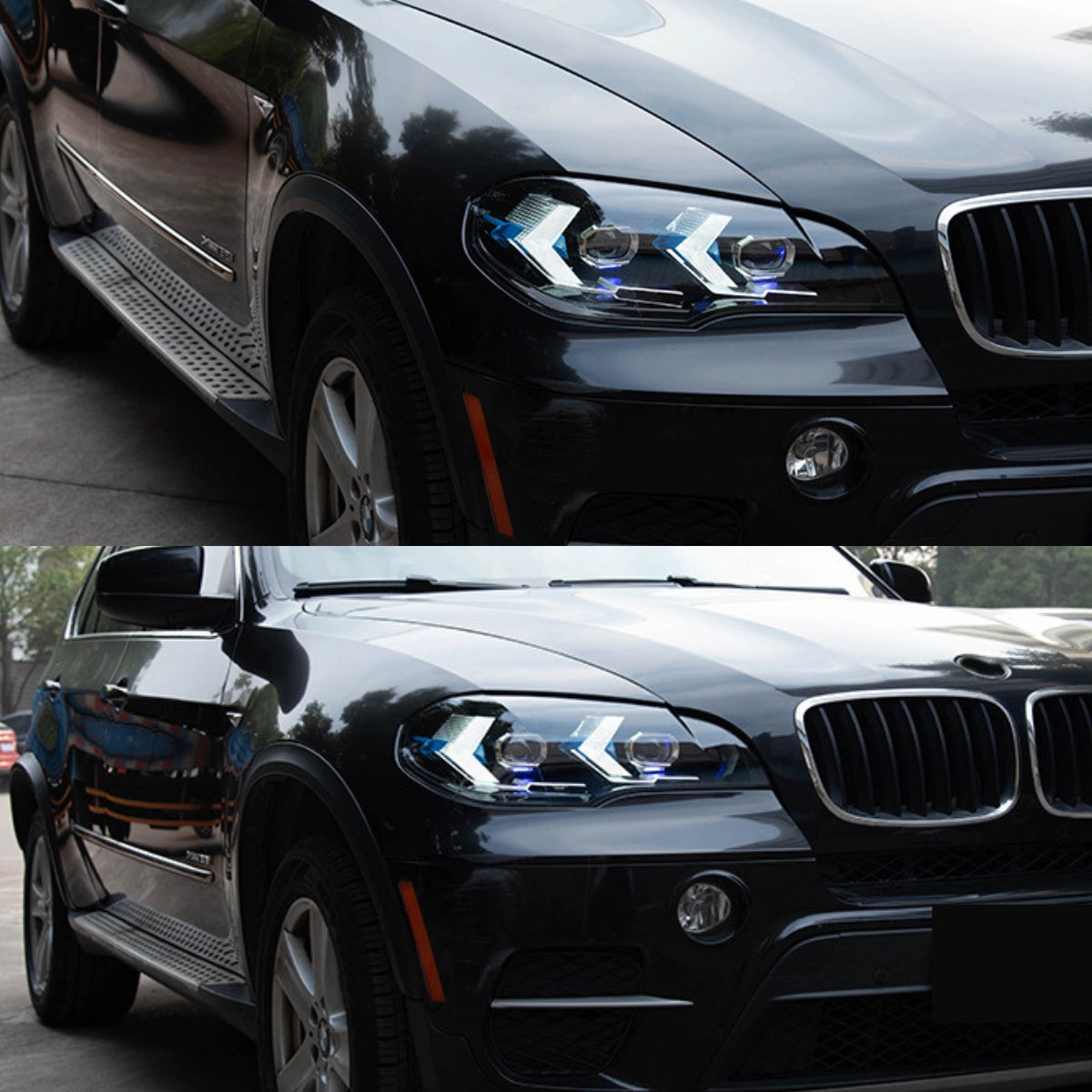 LED Headlights for 2007-2013 BMW X5 E70 | Dual-Color DRL, Arrow-Style, Plug & Play