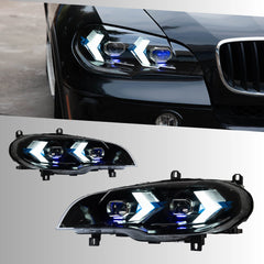 LED Headlights for 2007-2013 BMW X5 E70 | Dual-Color DRL, Arrow-Style, Plug & Play