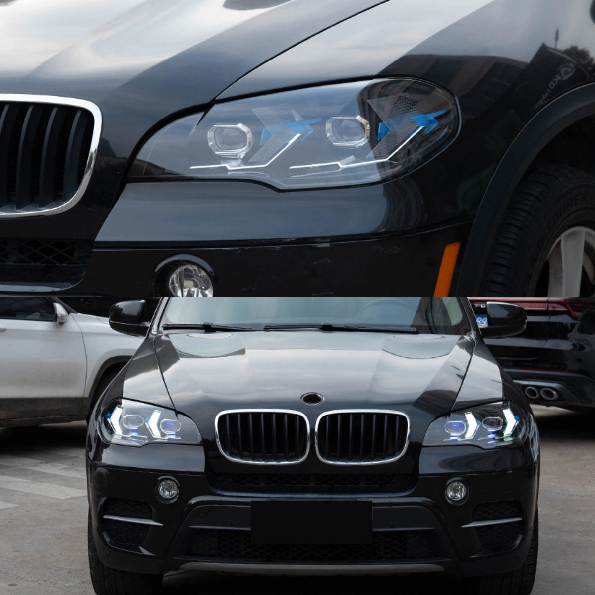 LED Headlights for 2007-2013 BMW X5 E70 | Dual-Color DRL, Arrow-Style, Plug & Play