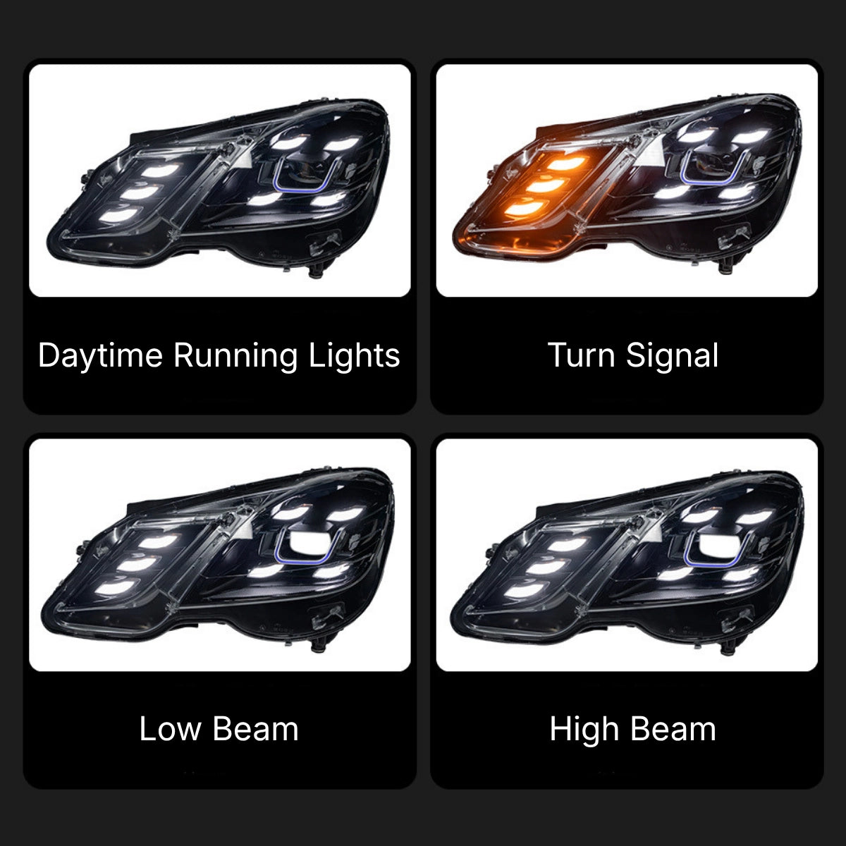 LED Headlights for 2010-2013 Mercedes W212 Pre-Facelift E350 E550 | White DRL, Plug & Play