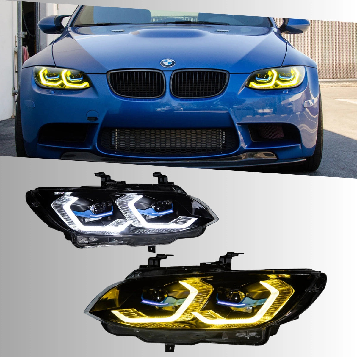 LED Headlights for 2011-2013 BMW 3 Series E92 E93 LCI | Dual-Color DRL, LED Turn Signals, Plug & Play