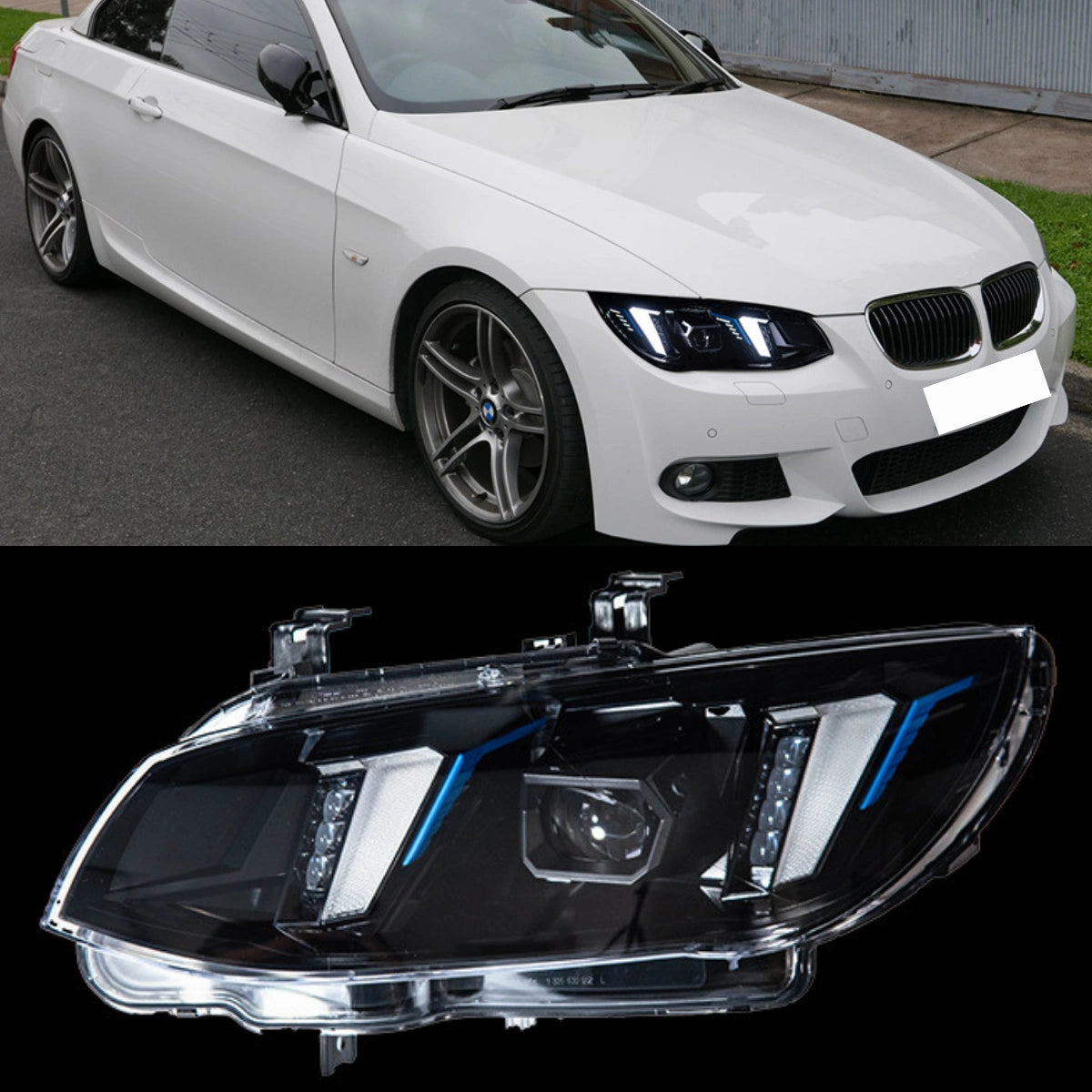 LED Headlights for 2011-2013 BMW 3 Series E92/E93 LCI | G-Style Dual-Color Fang DRL, Plug & Play