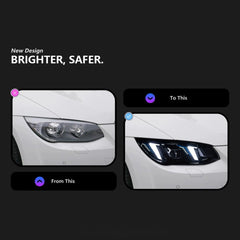 LED Headlights for 2011-2013 BMW 3 Series E92/E93 LCI | G-Style Dual-Color Fang DRL, Plug & Play