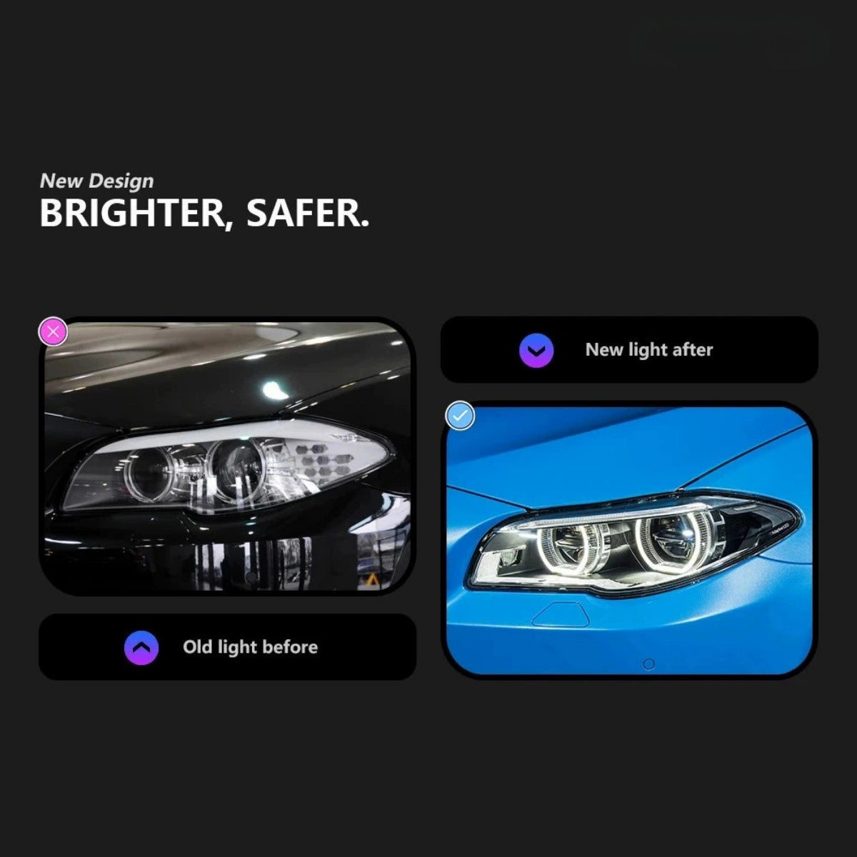 LED-Scheinwerfer für 2011-2017 BMW 5er F10 | Zweifarbige Angel Eyes