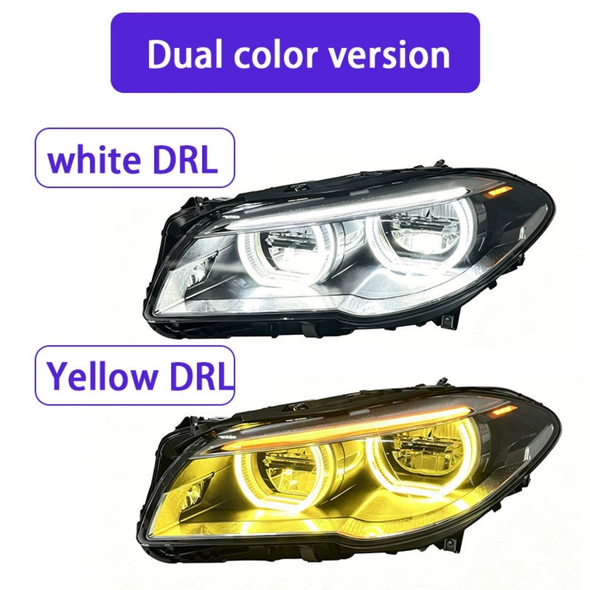 LED-Scheinwerfer für 2011-2017 BMW 5er F10 | Zweifarbige Angel Eyes
