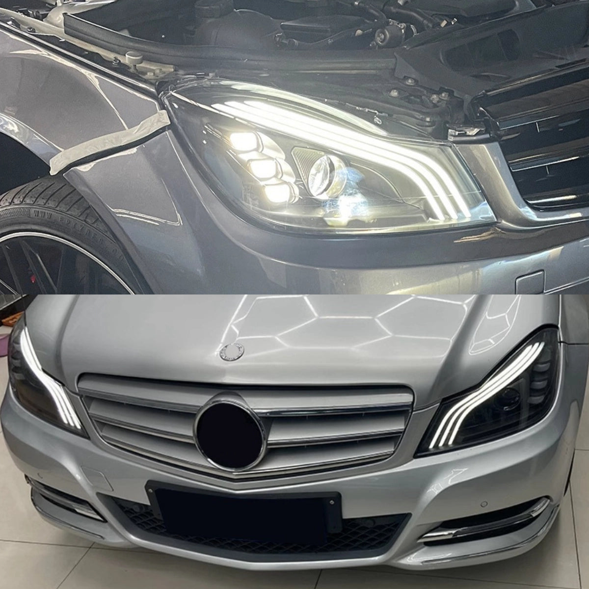 LED Headlights for 2012-2014 Mercedes W204 Facelift C250 C300 C350 | Start-Up Animation, Plug & Play