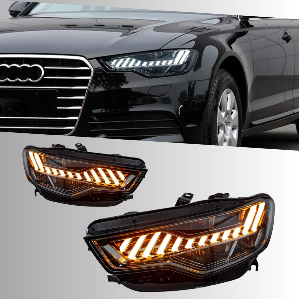 LED Headlights for 2012-2015 Audi A6 C7 Pre-Facelift | RS-Style, Start-Up Animation, White DRL, Plug & Play
