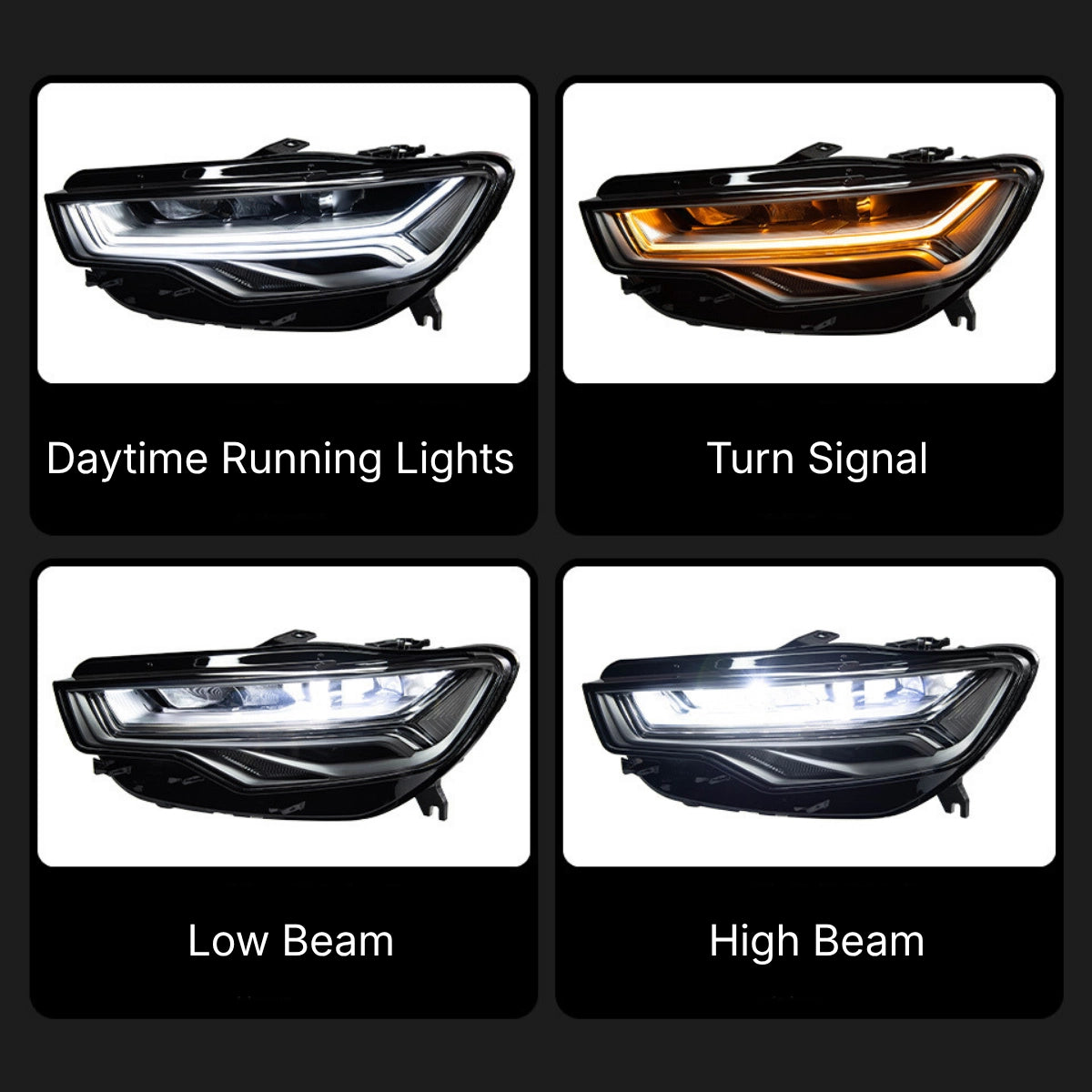 LED Headlights for 2012-2015 Audi A6 C7 Pre-Facelift | Start-Up Animation, White DRL, Plug & Play