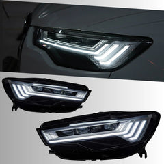 LED Headlights for 2012-2018 Audi A6 C7 C7.5 | 5-Stripe DRL, Bi-LED Projector, Sequential Turn Signal, Start-Up Animation, Plug & Play Upgrade