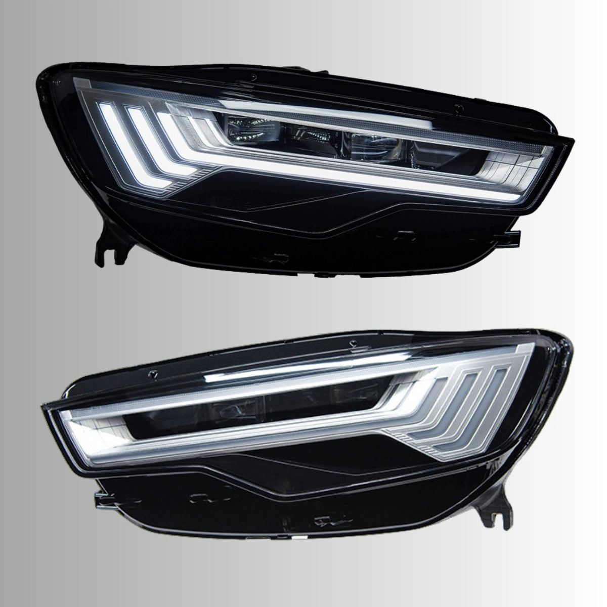 LED Headlights for 2012-2018 Audi A6 C7 C7.5 | 5-Stripe DRL, Bi-LED Projector, Sequential Turn Signal, Start-Up Animation, Plug & Play Upgrade