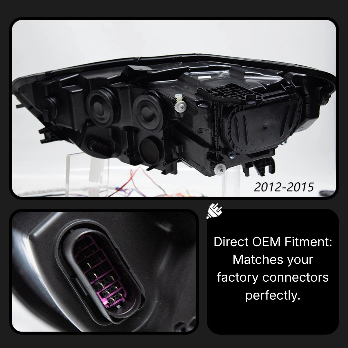 LED Headlights for 2012-2018 Audi A6 C7 C7.5 | 5-Stripe DRL, Bi-LED Projector, Sequential Turn Signal, Start-Up Animation, Plug & Play Upgrade