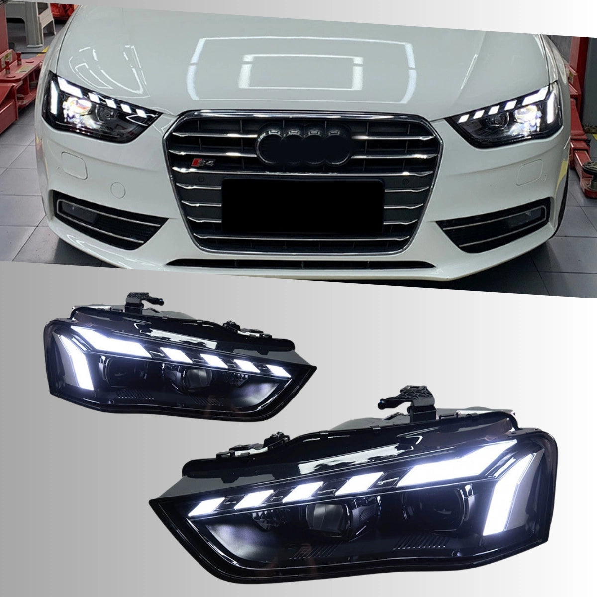 LED Headlights for 2013-2016 Audi A4 B8.5 Facelift (Non-Adaptive) | RS-Style, Start-Up Animation, White DRL, Plug & Play