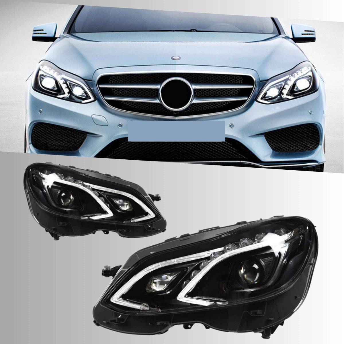 LED Headlights for 2014-2016 Mercedes W212 Facelift E350 E400 E550 | White DRL, Plug & Play
