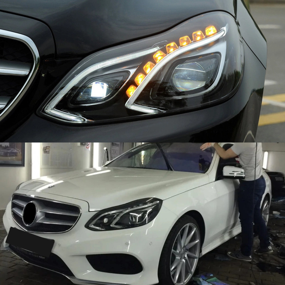 LED Headlights for 2014-2016 Mercedes W212 Facelift E350 E400 E550 | White DRL, Plug & Play