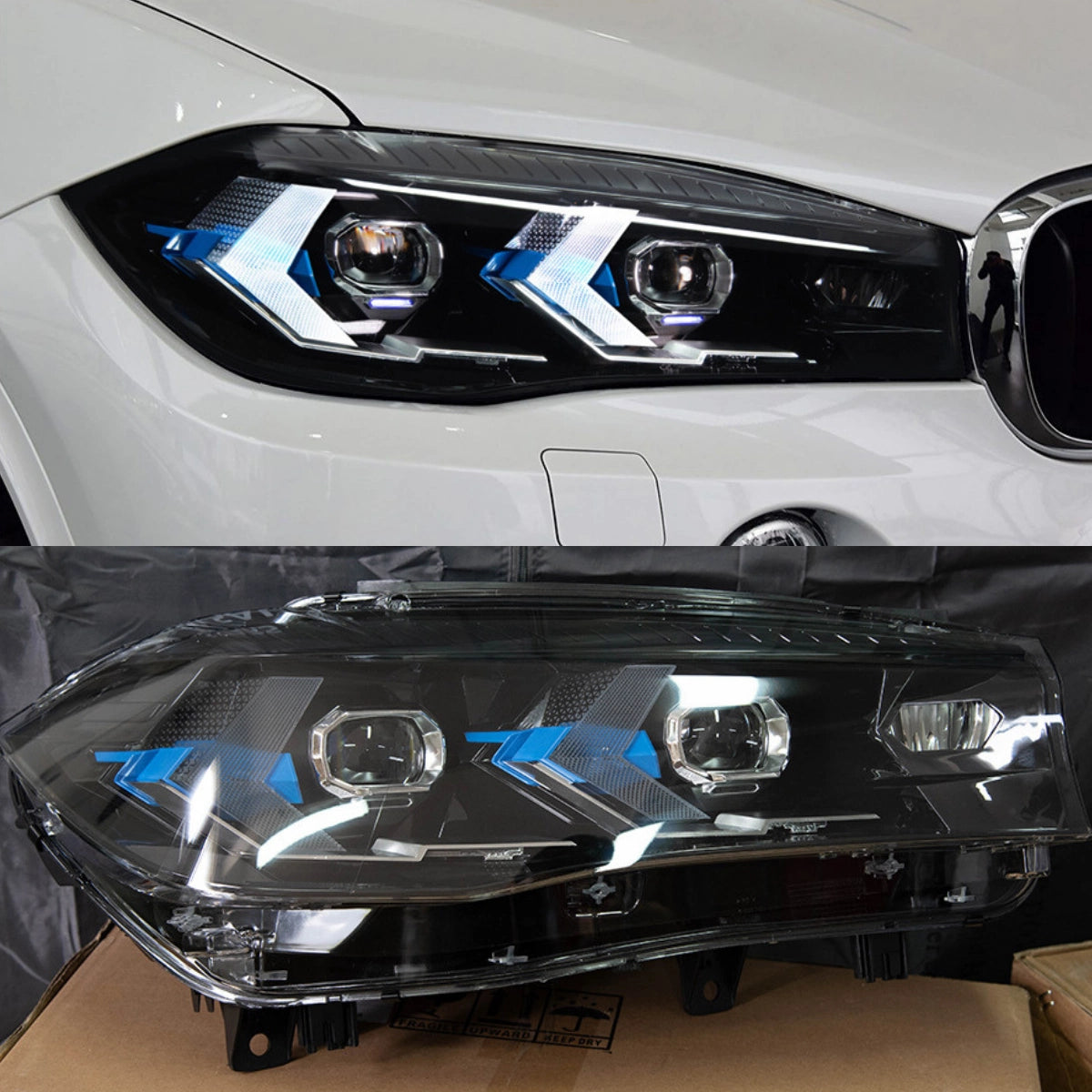 LED Headlights for 2014-2018 BMW X5 F15 | White DRL, Arrow-Style, Sequential Signals, Plug & Play