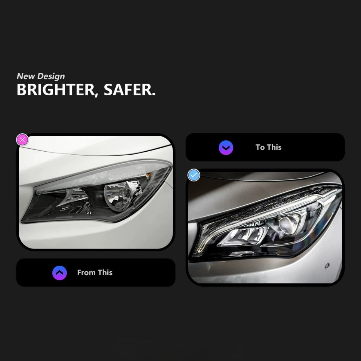 LED Headlights for 2014-2019 Mercedes-Benz CLA C117/W117 | Start-Up Animation, White DRL, Plug & Play