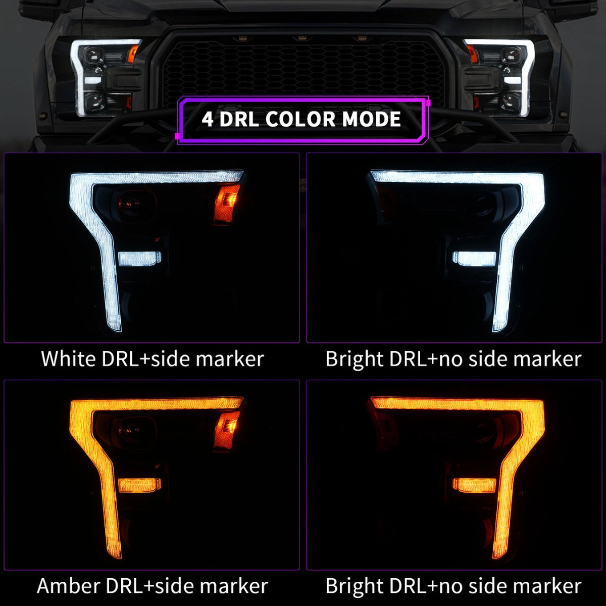 LED Headlights for 2015-2020 Ford F-150 (XL to Raptor) | Startup Animation, Dual-Color DRL