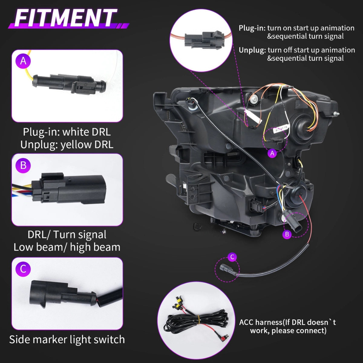 LED Headlights for 2015-2020 Ford F-150 (XL to Raptor) | Startup Animation, Dual-Color DRL