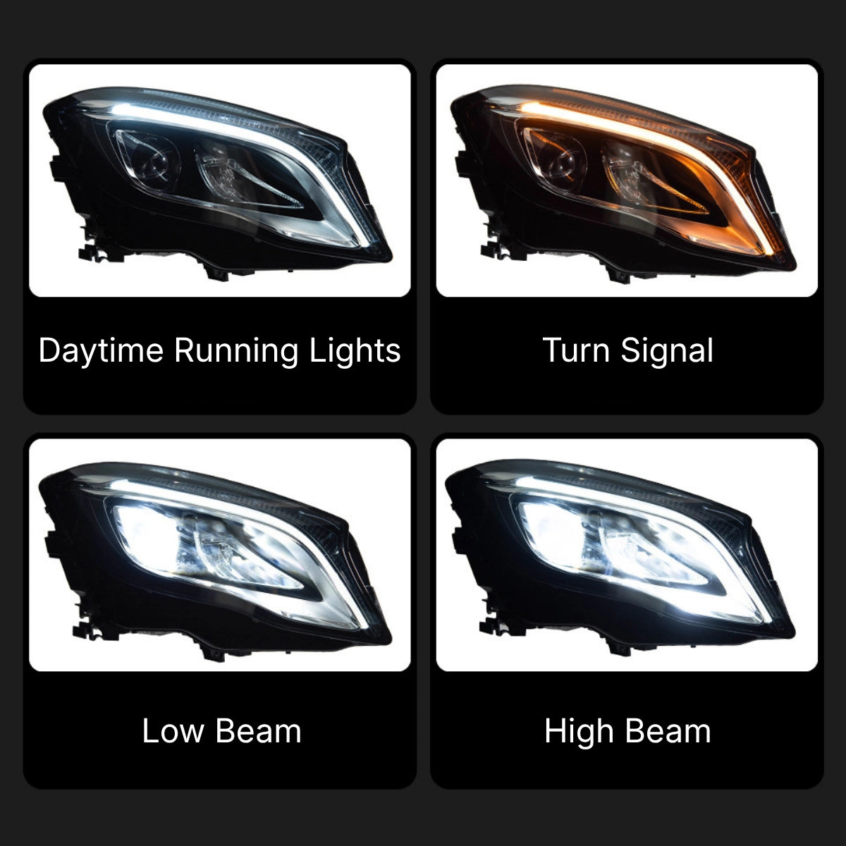 LED-Scheinwerfer für 2015-2020 Mercedes-Benz GLA X156 | Nur Halogen ab Werk, Startanimation