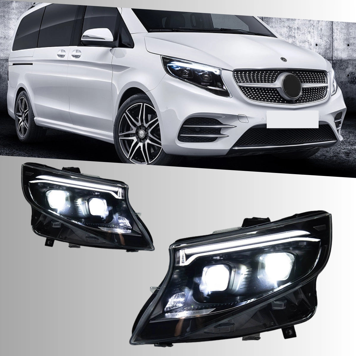 LED-Scheinwerfer für 2016-2023 Mercedes Vito/V-Klasse W447 | Startanimation