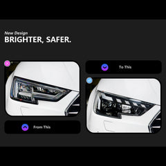 LED Headlights for 2017-2019 Audi A4 8W B9 Pre-Facelift | RS-Style, Start-Up Animation, White DRL, Plug & Play