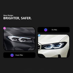 LED Headlights for 2019-2026 BMW 3 Series G20 | G80-Style Dual-Color DRL, Start-Up Animation, Plug & Play