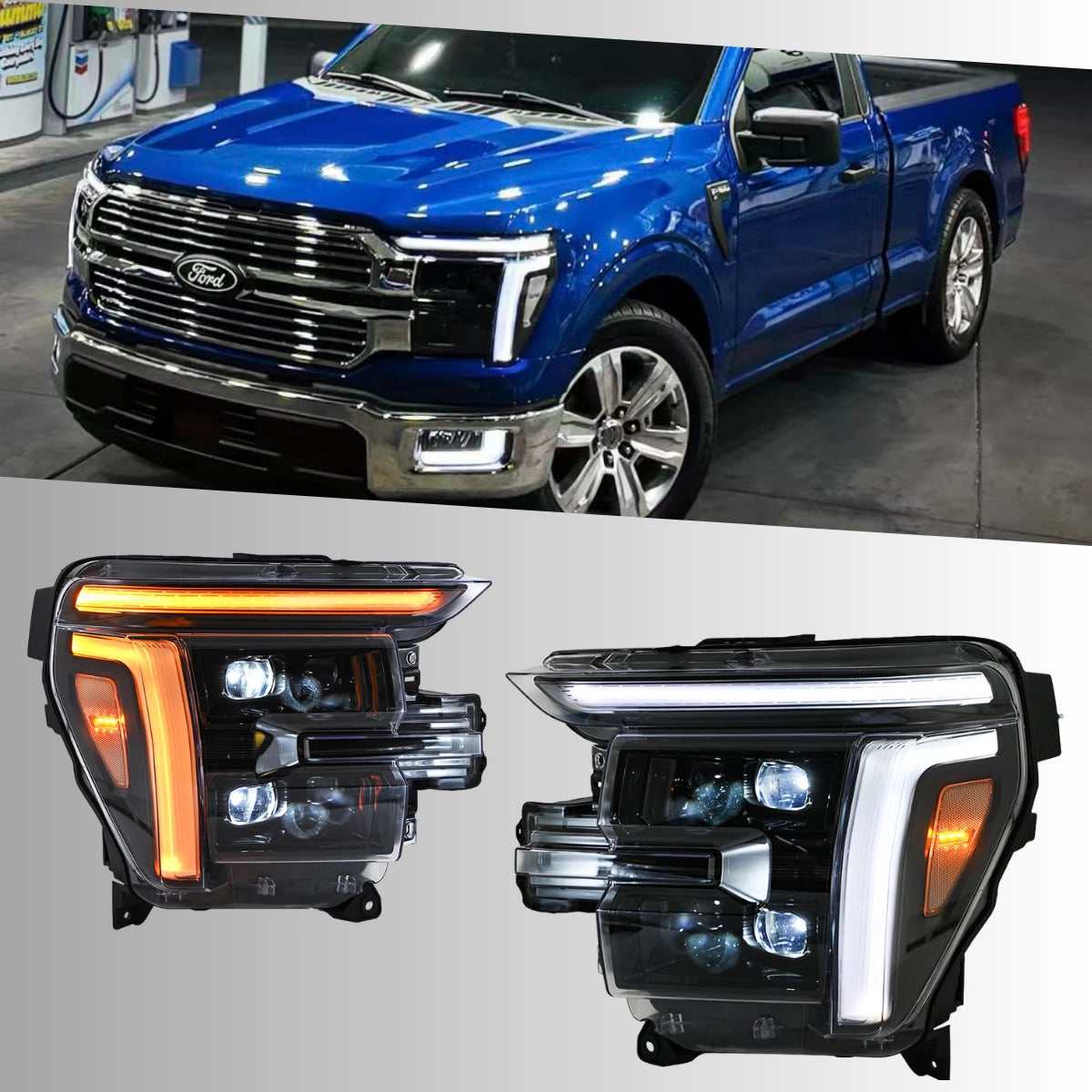 LED-Scheinwerfer für 2021-2025 Ford F-150 XL/XLT/STX | Zweifarbiges Tagfahrlicht, sequenzielle Blinker