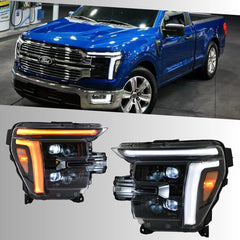 LED-Scheinwerfer für 2021-2025 Ford F-150 XL/XLT/STX | Zweifarbiges Tagfahrlicht, sequenzielle Blinker